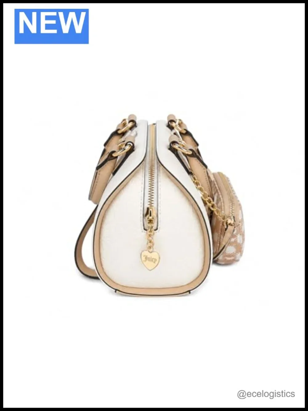 Faux Leather Satchel Handbag with Crossbody Strap and Mini Pouch